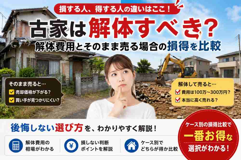 古家は解体すべき？解体費用とそのまま売る場合の損得を比較
